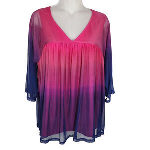 Attitudes by Renee Como Jersey & Mesh Ombre Swing Top Size Medium Evening Lilly